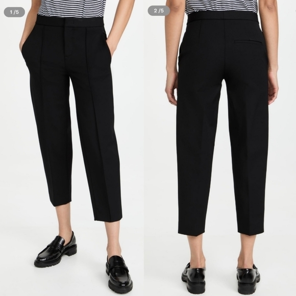 Vince Pintuck Tapered High Waist Black Trouser Pants Style#V802922038 NWT Sz 16 - Picture 6 of 17